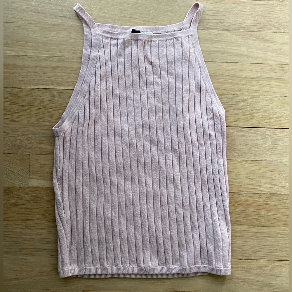 H&M Light Pink High Neck Halter Tank